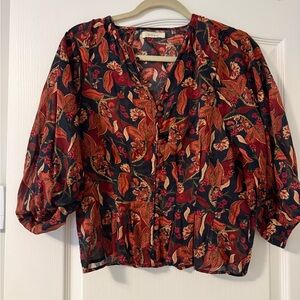 Doen Cotton Floral Button-Up Blouse